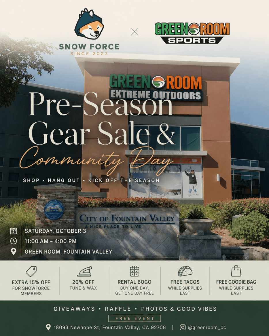 SnowForce × Green Room Pre-Season Gear Sale & Community Day